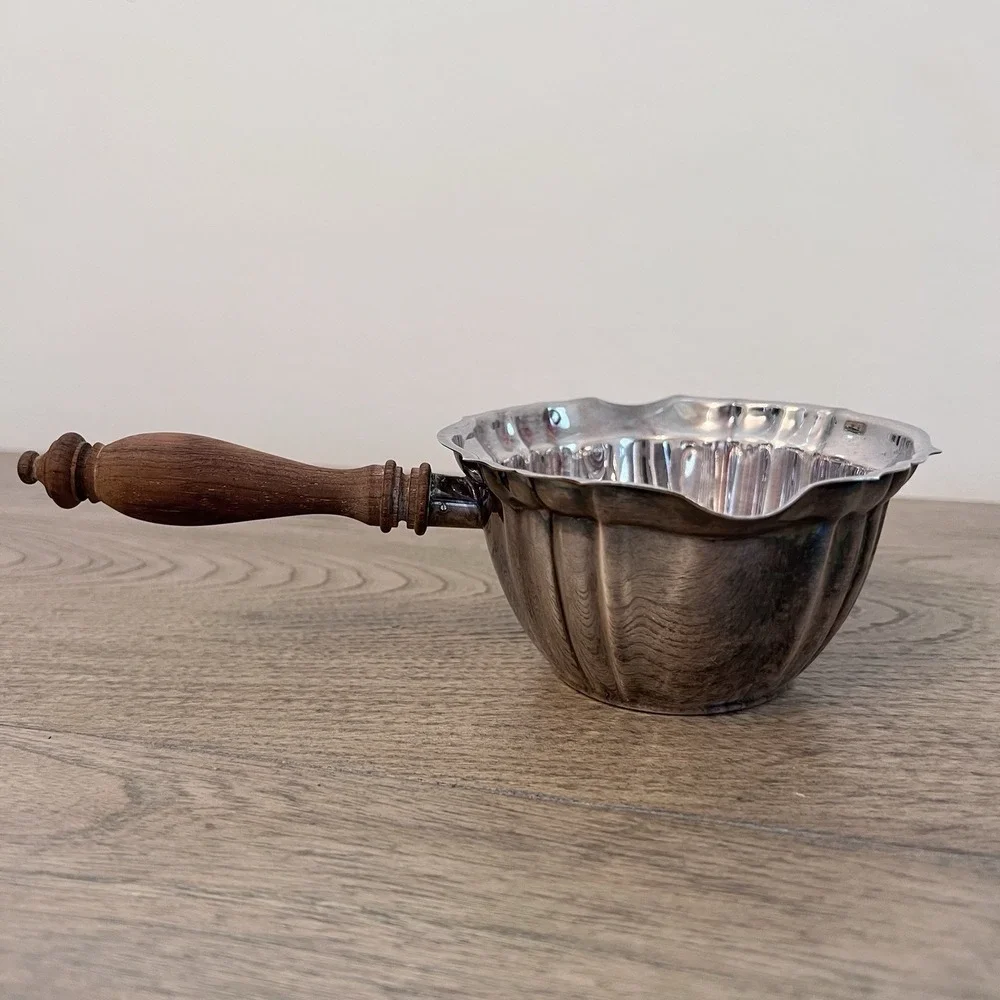 Vintage Gorham Chippendale Wooden Handle Silverplate Brandy Warmer/Chafing YC675